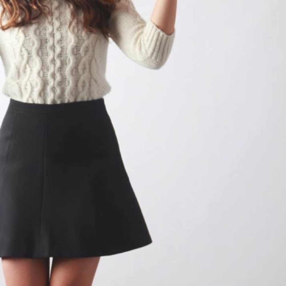 David Findlay designer black Linen a-line skirt